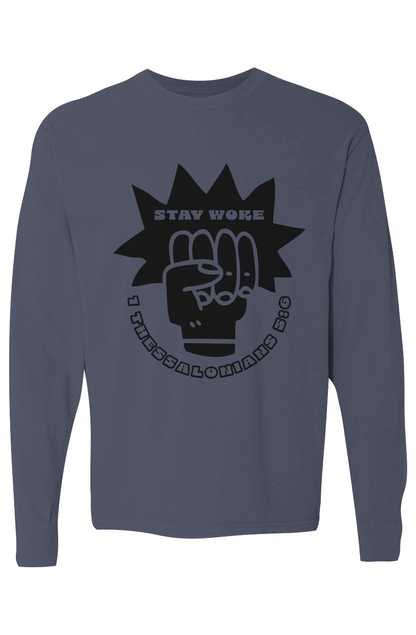 Stay Woke Bright Pigment Dyed Heavyweight Long Sleeve T Shirt
