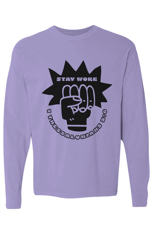 Stay Woke Bright Pigment Dyed Heavyweight Long Sleeve T Shirt