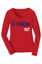 U know 1867 V-Neck Long Sleeve Tee