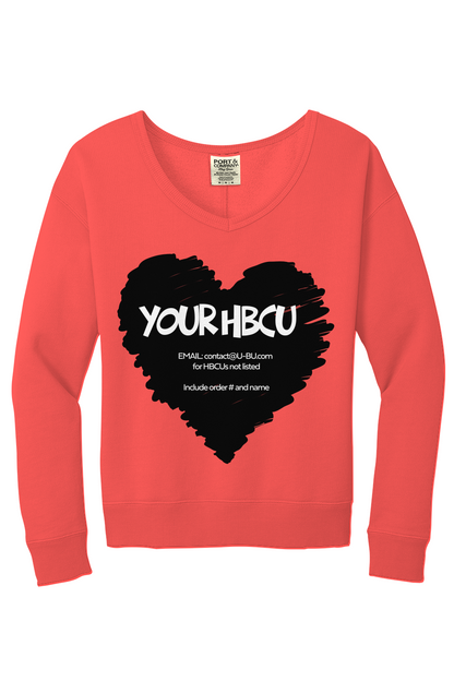Name Your HBCU Beach Wash V-Neck Sweatshirt