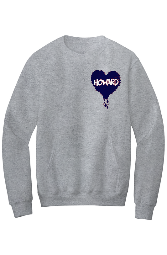 Howard Bleed Blue Fleece Crewneck with Kangaroo Pocket