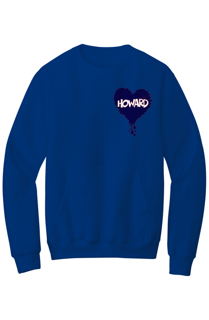 Howard Bleed Blue Fleece Crewneck with Kangaroo Pocket