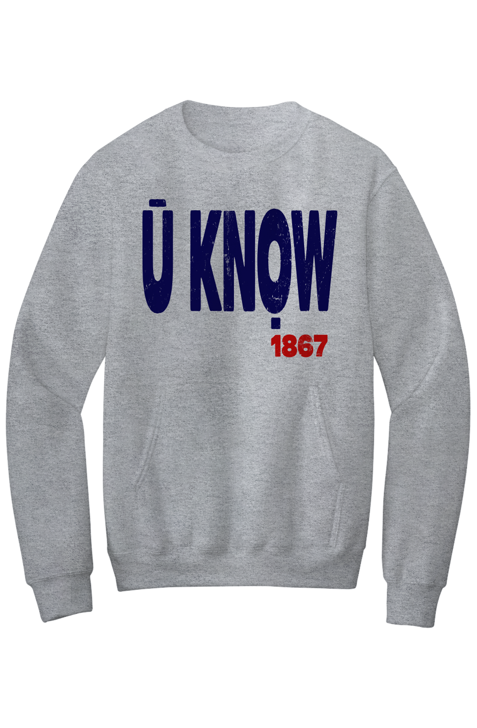 U KNOW Fleece Crewneck with Kangaroo Pocket