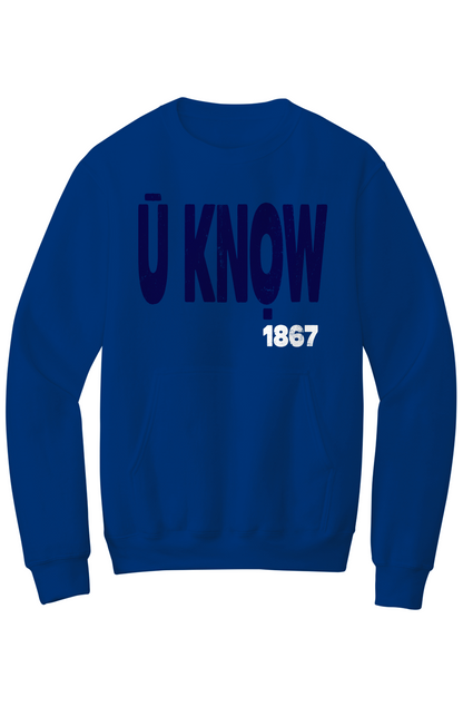 U KNOW Fleece Crewneck with Kangaroo Pocket