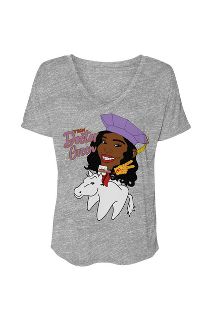 Team Dr. [ASHA] Green Slouchy V-Neck Tee