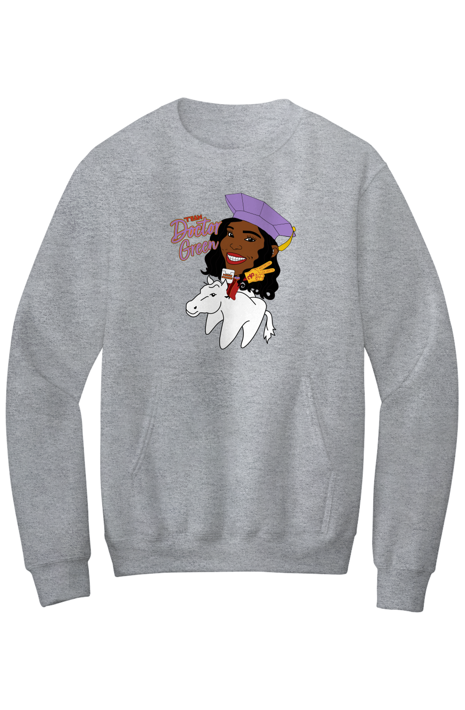 Team Dr. [ASHA] Green Crewneck Pocket Sweatshirt