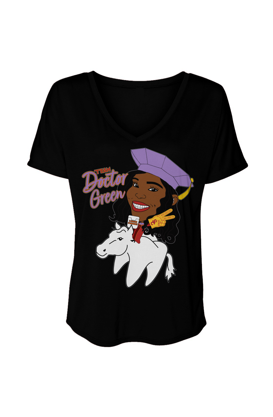 Team Dr. [ASHA] Green Slouchy V-Neck Tee