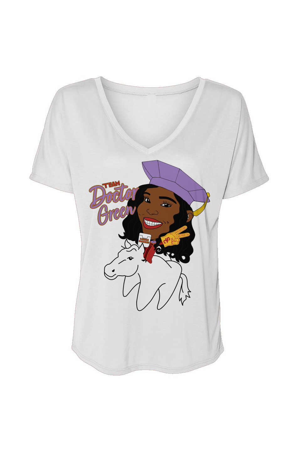 Team Dr. [ASHA] Green Slouchy V-Neck Tee