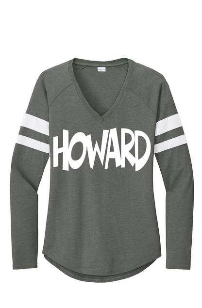 Howard Women's Halftime Stripe V Neck Tee