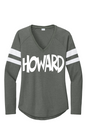 Howard Women's Halftime Stripe V Neck Tee