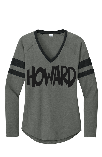 Howard Women's Halftime Stripe V Neck Tee