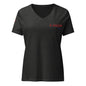 U Know 1867 Women’s V-Neck T-Shirt - Red + Blue Embroidery